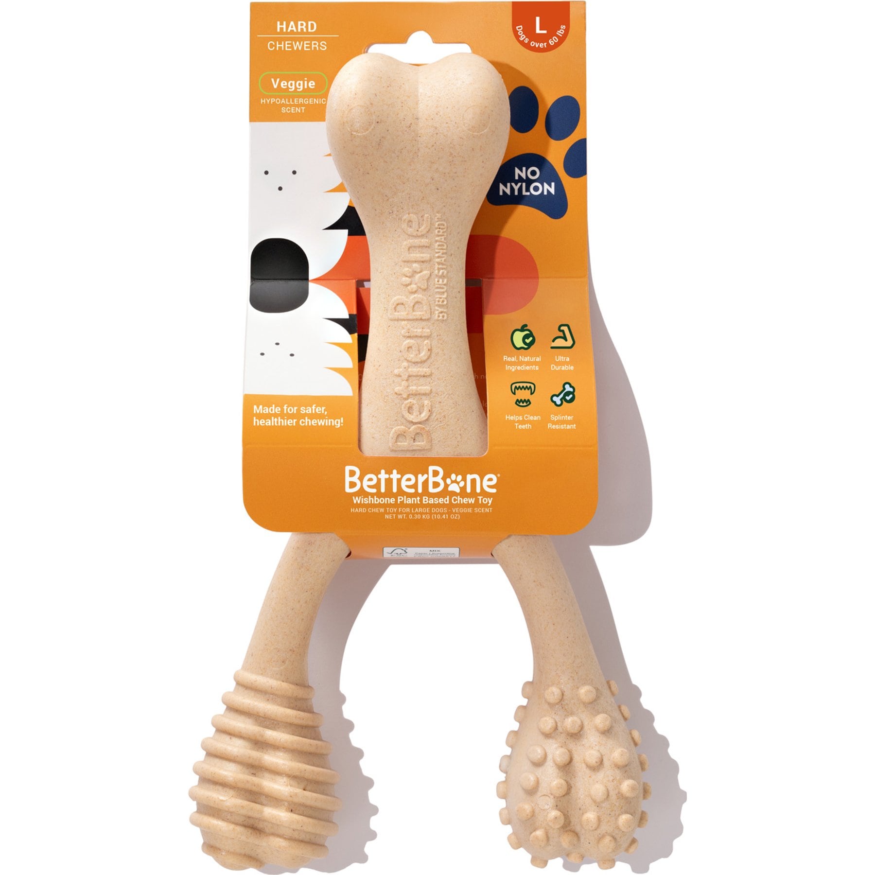 BetterBone Classic Hypoallergenic Dog Toy, Natural, Large