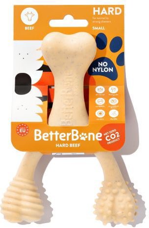 Show full view: BetterBone Hard Beef Dog Toy, Natural, Small slide 1 of 10