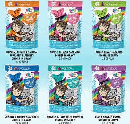Show full view: BFF OMG Potluck O' Pouches Variety Pack Grain-Free Cat Food, 2.8-oz pouch, bundle of 24  slide 6 of 9
