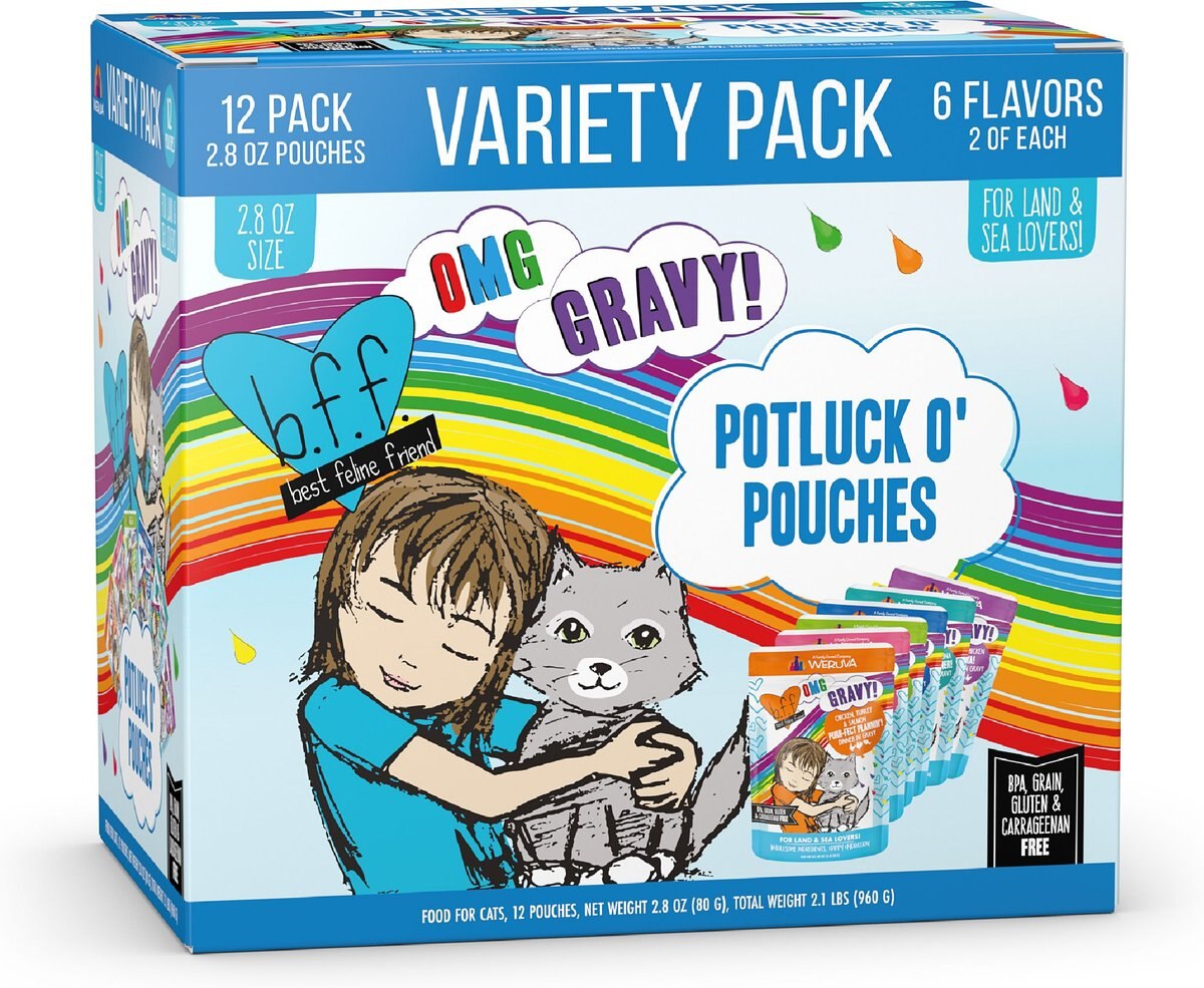 BFF OMG Potluck O' Pouches Variety Pack Grain-Free Cat Food Pouches