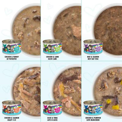 Show full view: BFF OMG Rainbow Road Variety Pack Grain-Free Canned Cat Food, 2.8-oz can, bundle of 24  slide 4 of 8