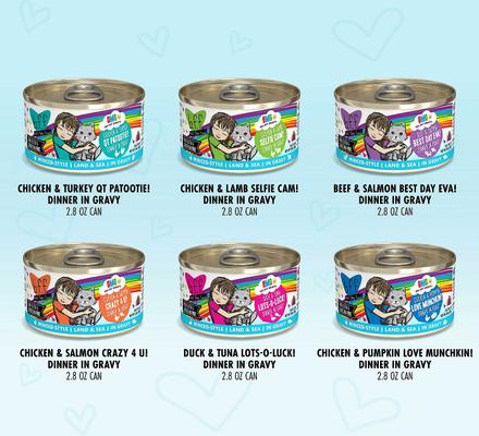 Show full view: BFF OMG Rainbow Road Variety Pack Grain-Free Canned Cat Food, 2.8-oz can, bundle of 24  slide 5 of 8