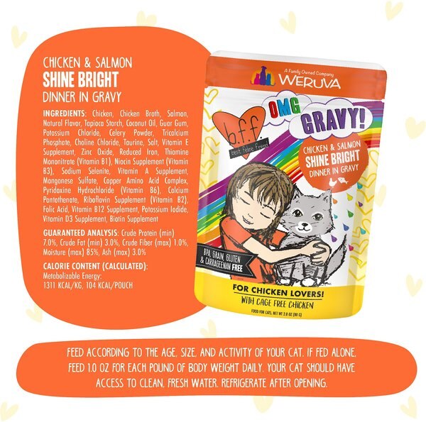 BFF OMG Shine Bright! Chicken & Salmon in Gravy Wet Cat Food Pouches
