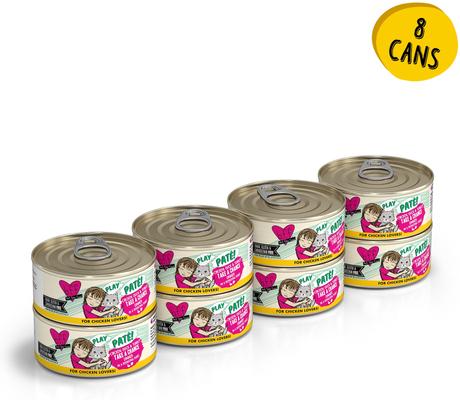 Show full view: BFF Play Pate Lovers Chicken, Duck & Turkey Take a Chance + Play Pate Lovers Chicken Checkmate Wet Cat Food, 5.5-oz can, 16 count slide 2 of 10