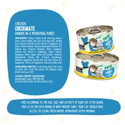 Show full view: BFF Play Pate Lovers Chicken, Duck & Turkey Take a Chance + Play Pate Lovers Chicken Checkmate Wet Cat Food, 5.5-oz can, 16 count slide 8 of 10