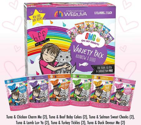 Show full view: BFF Rainbow A Gogo Variety Pack Wet Cat Food Pouches, 3-oz, case of 12, 3-oz pouch, bundle of 24  slide 4 of 10