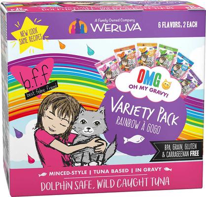 Show full view: BFF Rainbow A Gogo Variety Pack Wet Cat Food Pouches, 3-oz, case of 12, 3-oz pouch, bundle of 24  slide 6 of 10