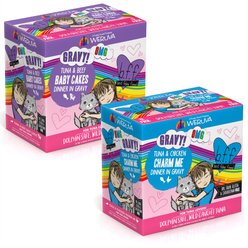 BFF Tuna & Beef Baby Cakes Dinner in Gravy + Tuna & Chicken Charm Me Dinner in Gravy Wet Cat Food Pouches