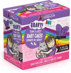 BFF Tuna & Beef Baby Cakes Dinner in Gravy + Tuna & Chicken Charm Me Dinner in Gravy Wet Cat Food Pouches slide 2 of 9