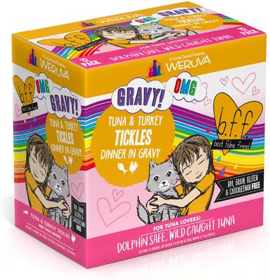 Show full view: BFF Tuna & Chicken Charm Me Dinner in Gravy + Tuna & Turkey Tickles Dinner in Gravy Wet Cat Food Pouches slide 6 of 10