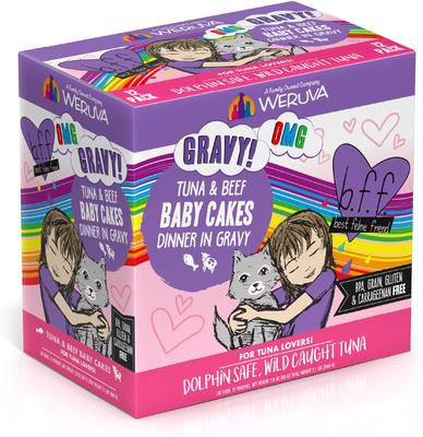 Show full view: BFF Tuna & Duck Devour Me Dinner in Gravy + Tuna & Beef Baby Cakes Dinner in Gravy Wet Cat Food Pouches slide 6 of 9
