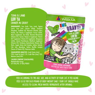 Show full view: BFF Tuna & Lamb Luv Ya Dinner in Gravy + Tuna & Duck Devour Me Dinner in Gravy Wet Cat Food Pouches slide 5 of 9