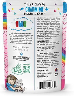 Show full view: BFF Tuna & Salmon Sweet Cheeks Dinner in Gravy + Tuna & Chicken Charm Me Dinner in Gravy Wet Cat Food Pouches slide 8 of 9