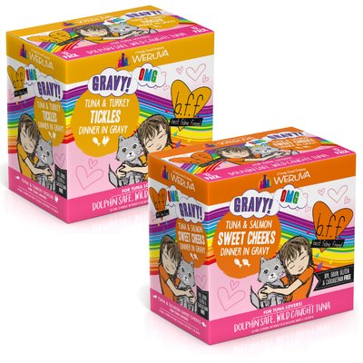 BFF BFF Tuna & Salmon Sweet Cheeks Dinner in Gravy + Tuna & Turkey Tickles Dinner in Gravy Wet Cat Food Pouches