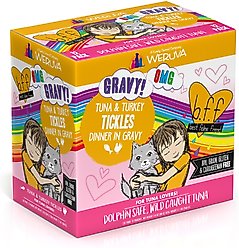 BFF Tuna & Turkey Tickles Dinner in Gravy + Tuna & Duck Devour Me Dinner in Gravy Wet Cat Food Pouches slide 2 of 9