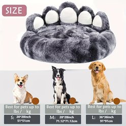 BFPETHOME Calming Anti-Anxiety Bear Paw Dog Bed, Gray, 28 x 28 x 3-in slide 2 of 7