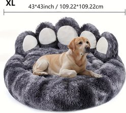 BFPETHOME Calming Anti-Anxiety Bear Paw Dog Bed, Gray, 36 x 36 x 3-in slide 2 of 7
