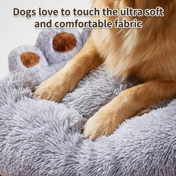 BFPETHOME Calming Round Bear Paw Washable Dog Bed, Gray, 36 x 36 x 3-in slide 2 of 7