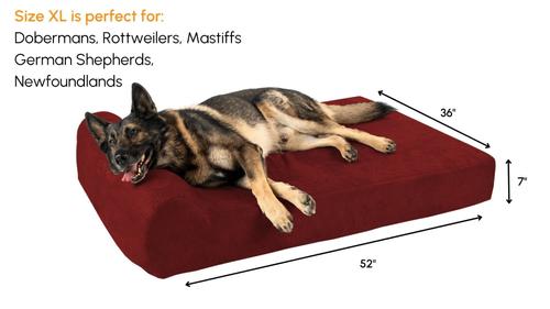 Show full view: Big Barker 7" Headrest Orthopedic Pillow Dog Bed with Removable Cover, Burgundy, Extra Large slide 3 of 14