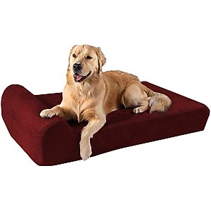 Big Barker 7" Headrest Orthopedic Pillow Dog Bed with Removable Cover, Burgundy, Large