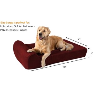 Big Barker 7" Headrest Orthopedic Pillow Dog Bed with Removable Cover, Burgundy, Large