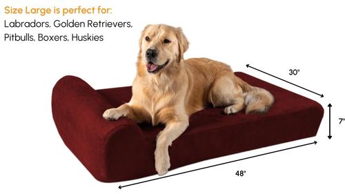 Show full view: Big Barker 7" Headrest Orthopedic Pillow Dog Bed with Removable Cover, Burgundy, Large slide 2 of 13