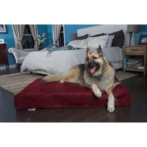 Big Barker 7" Headrest Orthopedic Pillow Dog Bed with Removable Cover, Burgundy, Large