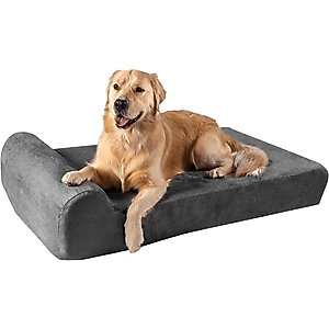 Big Barker 7" Headrest Orthopedic Pillow Dog Bed with Removable Cover, Charcoal Gray, Large