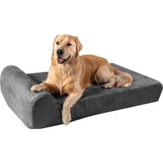 Big Barker 7" Headrest Orthopedic Pillow Dog Bed with Removable Cover, Charcoal Gray, Large slide 1 of 9
