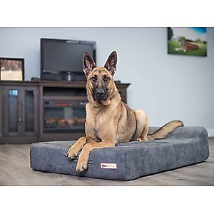 Big Barker 7" Headrest Orthopedic Pillow Dog Bed with Removable Cover, Charcoal Gray, Large
