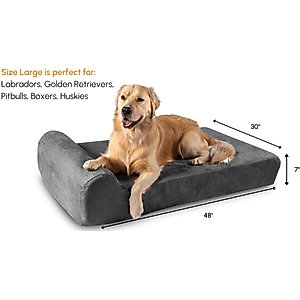 Big Barker 7" Headrest Orthopedic Pillow Dog Bed with Removable Cover, Charcoal Gray, Large