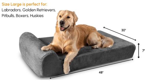 Show full view: Big Barker 7" Headrest Orthopedic Pillow Dog Bed with Removable Cover, Charcoal Gray, Large slide 2 of 13