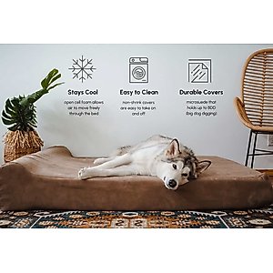 Big Barker 7" Headrest Orthopedic Pillow Dog Bed with Removable Cover, Charcoal Gray, Large