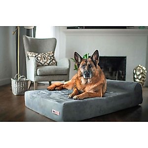 Big Barker 7" Headrest Orthopedic Pillow Dog Bed with Removable Cover, Charcoal Gray, Large