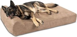 Big Barker 7" Headrest Orthopedic Pillow Dog Bed with Removable Cover, Khaki, Extra Large