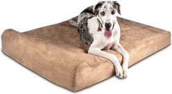 Big Barker 7" Headrest Orthopedic Pillow Dog Bed with Removable Cover, Khaki, Giant