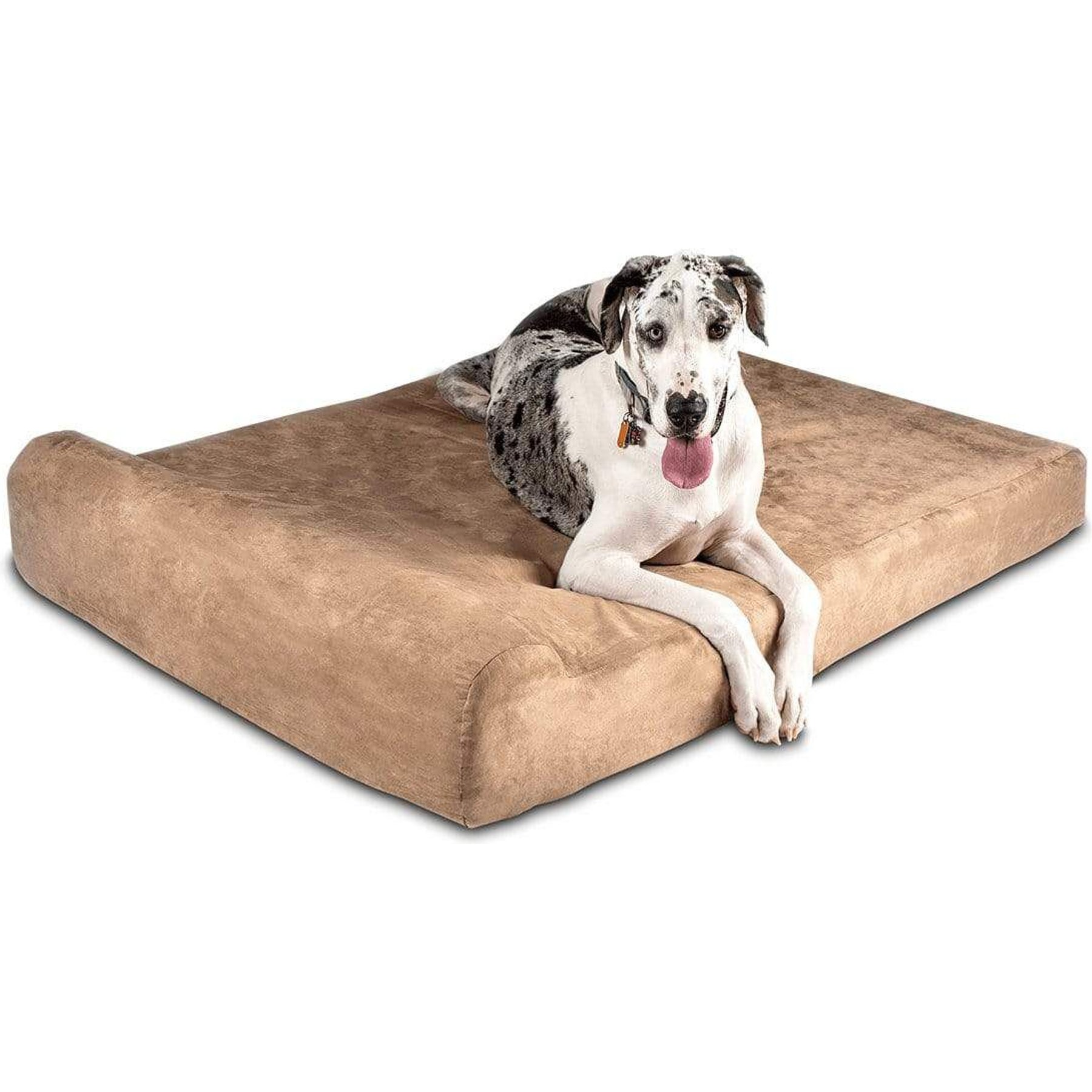 Big Barker Headrest Edition Pillow-Top Orthopedic Khaki Dog Bed, Giant