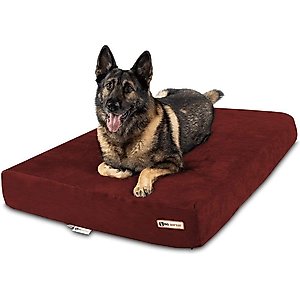 Big Barker 7" Sleek Orthopedic Pillow Dog Bed with Removable Cover, Burgundy, X-Large