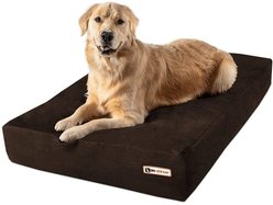 Big Barker 7" Sleek Orthopedic Pillow Dog Bed with Removable Cover, Chocolate, Large