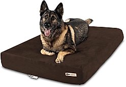Big Barker 7" Sleek Orthopedic Pillow Dog Bed with Removable Cover, Chocolate, X-Large