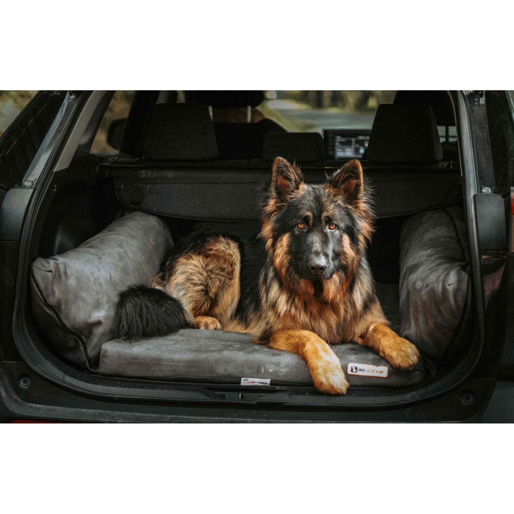 Big Barker Backseat Barker Orthopedic Pillow Dog Bed, Gray, Large