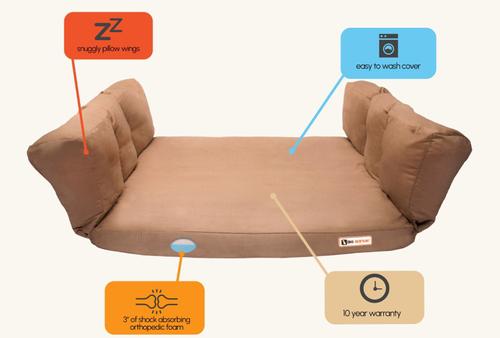 Show full view: Big Barker Backseat Barker Orthopedic Pillow Dog Bed, Khaki, Large slide 3 of 6