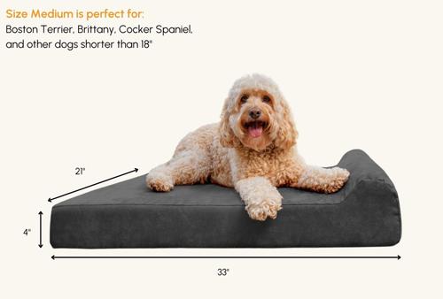 Show full view: Big Barker Jr. Pillow Top with Headrest Orthopedic Dog Bed, Charcoal Gray, Medium slide 3 of 9