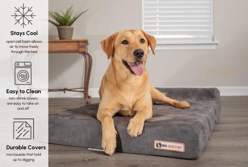 Show full view: Big Barker Jr. Pillow Top with Headrest Orthopedic Dog Bed, Charcoal Gray, Medium slide 4 of 9