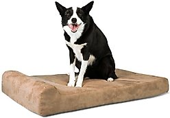 Big Barker Jr. Pillow Top with Headrest Orthopedic Dog Bed, Khaki, Large
