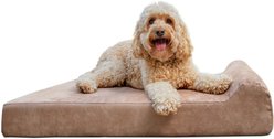 Big Barker Jr. Pillow Top with Headrest Orthopedic Dog Bed, Khaki, Medium