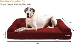 Big Barker Sofa Edition Orthopedic Bolster Dog Bed with Removable Cover, Burgundy, Giant slide 2 of 7