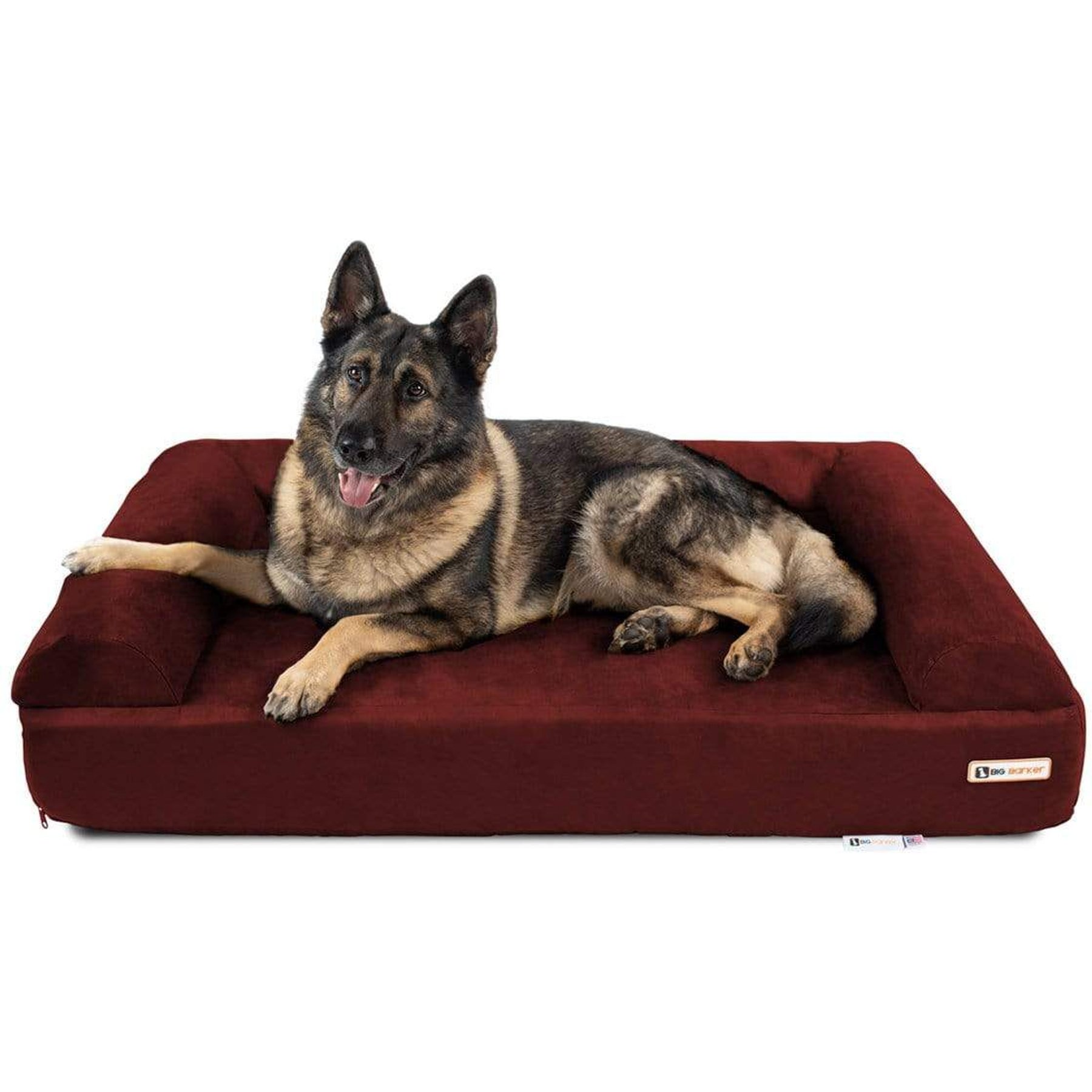 Big Barker Sofa Edition Orthopedic Bolster Dog Bed with Removable Cover, Burgundy, X-Large