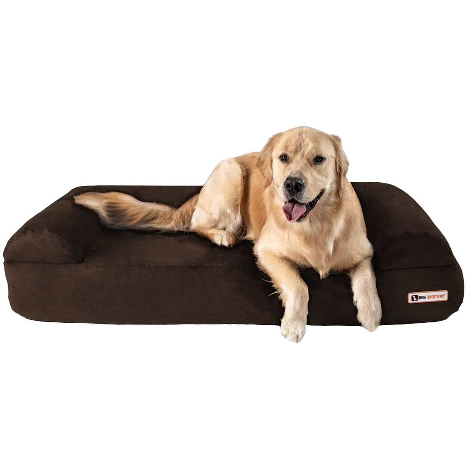 Big Barker Sofa Edition Orthopedic Bolster Dog Bed with Removable Cover, Chocolate, Large