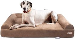 Big Barker Sofa Edition Orthopedic Bolster Dog Bed with Removable Cover, Khaki, Giant